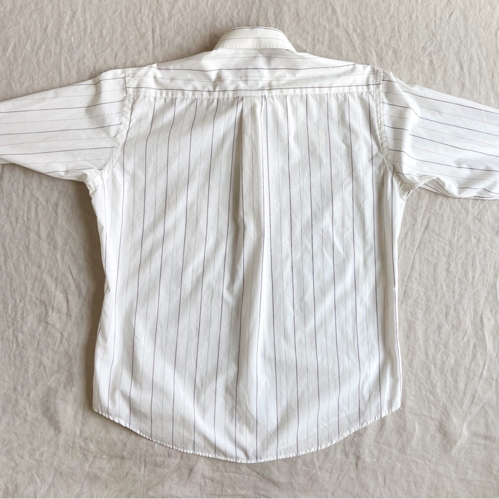 Vintage white striped oversized Oxford poplin casual button down shirt - Picture 5 of 7